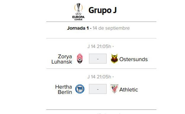 Hertha Berlin - Athletic: horario del partido de Europa League.