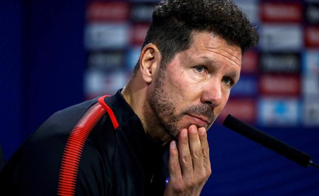Diego Simeone, durante la rueda de prensa./Efe
