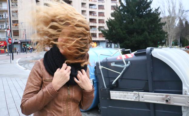 Una joven pasea junto a la plaza Lovaina, donde el viento volcó varios contenedores/Jesús Andrade