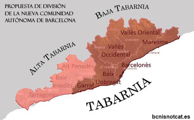 El mapa de 'Tabarnia'./bcnisnotcat.es