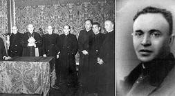Tribunal Diocesano que promovió la beatificación de Pedro Asúa, a la derecha./
