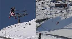 Salto de 67 metros en moto de nieve
