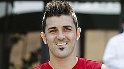 David Villa con la camiseta del Atlético de Madrid./