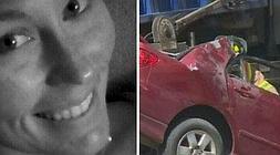 La autofoto de Courtney Sanford y el estado en el que quedó su vehículo tras el accidente./ 'The Independent'/