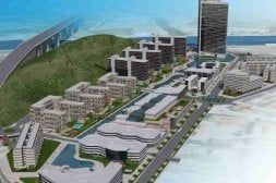 Maqueta del complejo, una ciudad en miniatura vertebrada por el agua. / EL CORREO/