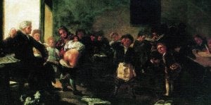 'La letra con sangre entra' (Goya, 1780-1785)./