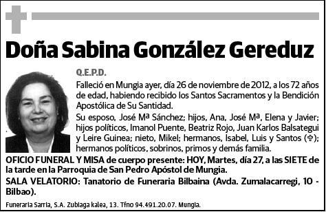 GONZALEZ GEREDUZ,SABINA