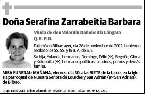 ZARRABEITIA BARBARA,SERAFINA