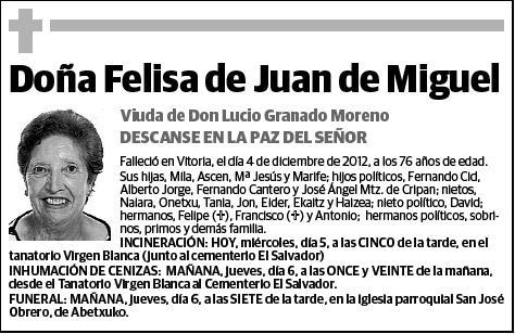 DE JUAN DE MIGUEL,FELISA