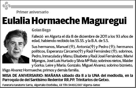 HORMAECHE MAGUREGUI,EULALIA