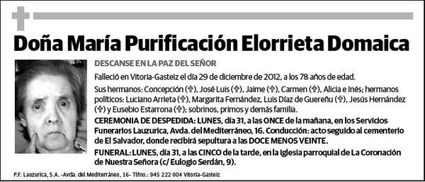 ELORRIETA DOMAICA,MARIA PURIFICACIÓN