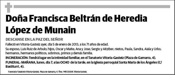 BELTRAN DE HEREDIA LOPEZ DE MUNAIN,FRANCISCA