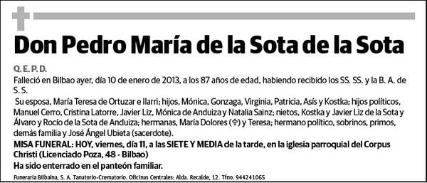 DE LA SOTA DE LA SOTA,PEDRO MARIA