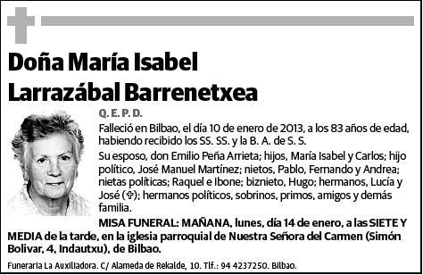 LARRAZABAL BARRENETXEA,MARIA ISABEL