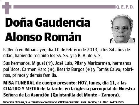 ALONSO ROMAN,GAUDENCIA