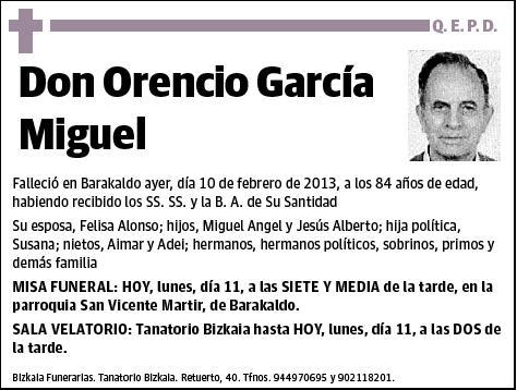 GARCIA MIGUEL,ORENCIO
