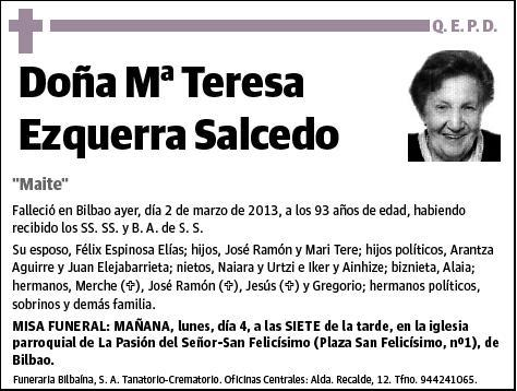 EZQUERRA SALCEDO,Mª TERESA