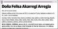 AKARREGI ARREGIA,FELISA