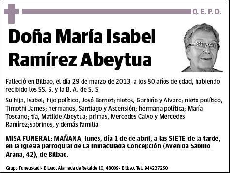 RAMIREZ ABEYTUA,MARIA ISABEL