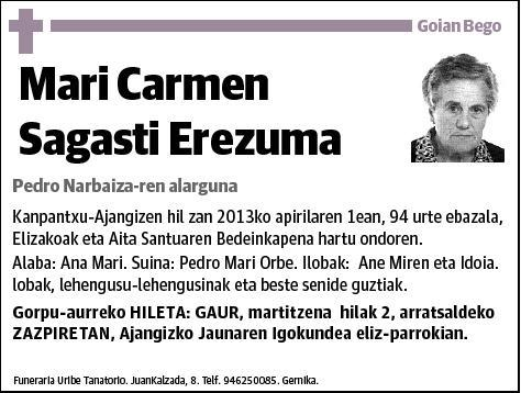 SAGASTI EREZUMA,MARI CARMEN