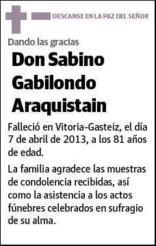 GABILONDO ARAQUISTAIN,SABINO