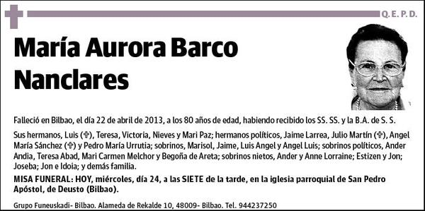 BARCO NANCLARES,MARIA AURORA