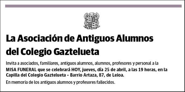 DE ANTIGUOS ALUMNOS DEL COL. GAZTELUETA,ASOCIACION