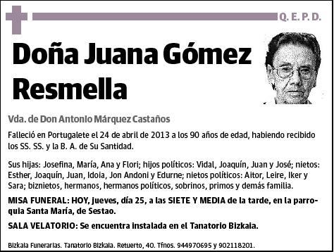GOMEZ RESMELLA,JUANA