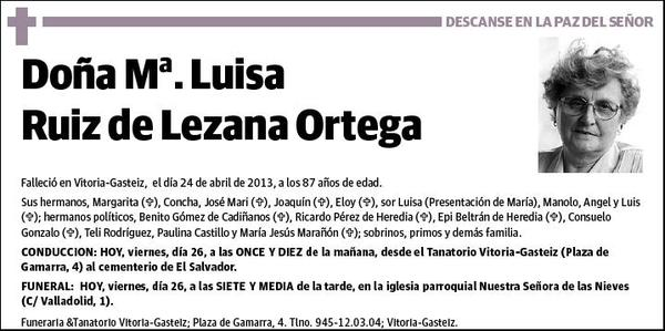 RUIZ DE LEZANA ORTEGA,Mª LUISA