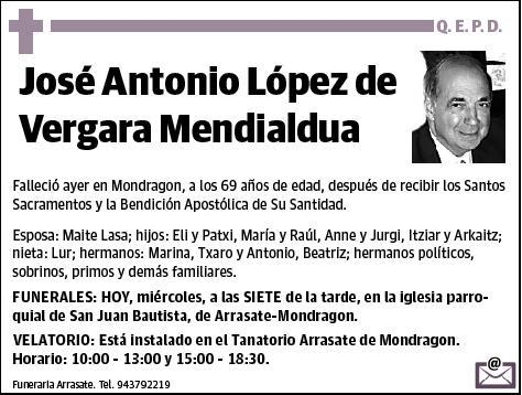 LOPEZ DE VERGARA MENDIALDUA,JOSE ANTONIO
