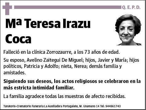 IRAZU COCA,Mª TERESA