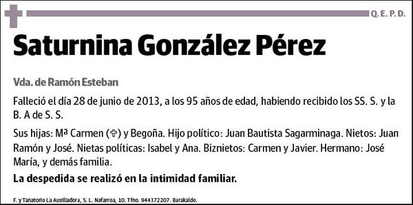 GONZALEZ PEREZ,SATURNINA