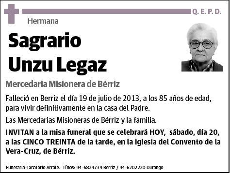 UNZU LEGAZ,HERMANA SAGRARIO