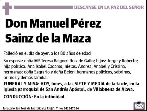 PEREZ SAINZ DE LA MAZA,MANUEL