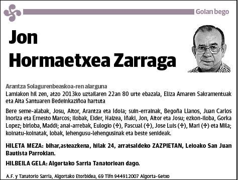 HORMAETXEA ZARRAGA,JON