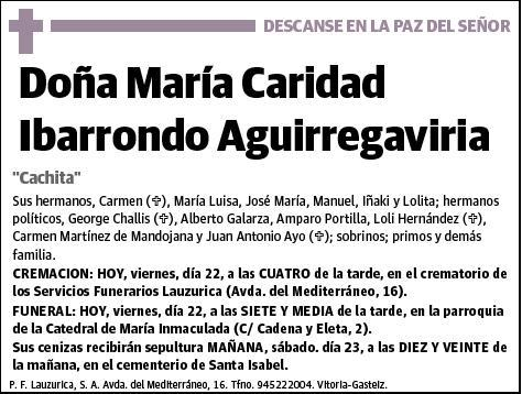 IBARRONDO AGUIRREGAVIRIA,MARIA CARIDAD
