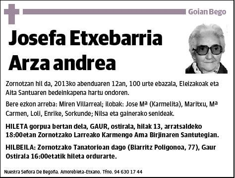 ETXEBARRIA ARZA,JOSEFA