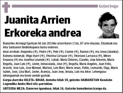 ARRIEN ERKOREKA,JUANITA