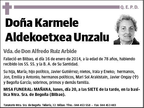 ALDEKOETXEA UNZALU,KARMELE