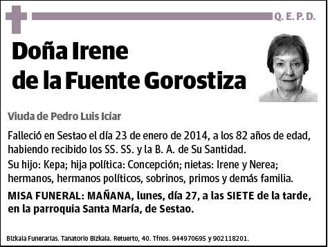 DE LA FUENTE GOROSTIZA,IRENE