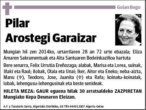 AROSTEGI GARAIZAR,PILAR