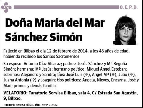 SANCHEZ SIMON,MARIA DEL MAR