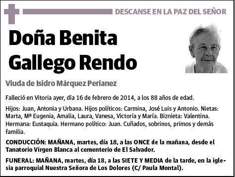 GALLEGO RENDO,BENITA