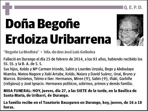 ERDOIZA URIBARRENA,BEGIÑE