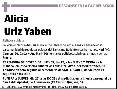 URIZ YABEN,ALICIA