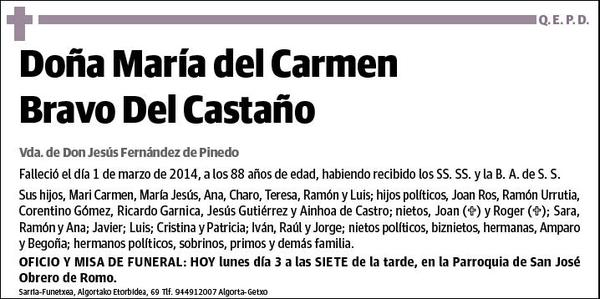 BRAVO DEL CASTAÑO,MARIA DEL CARMEN