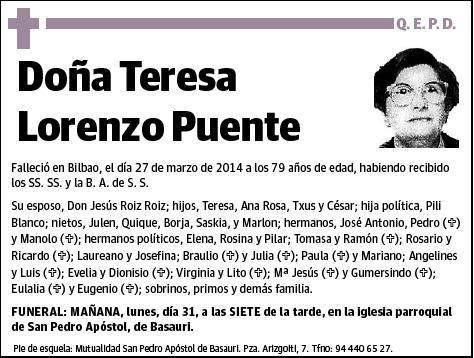LORENZO PUENTE,TERESA