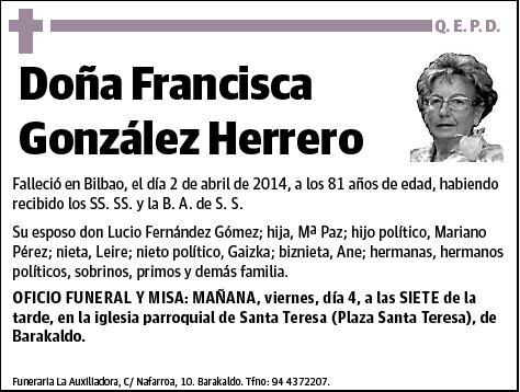 GONZALEZ HERRERO,FRANCISCA