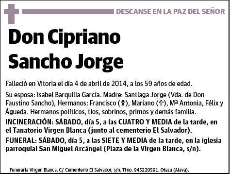 SANCHO JORGE,CIPRIANO