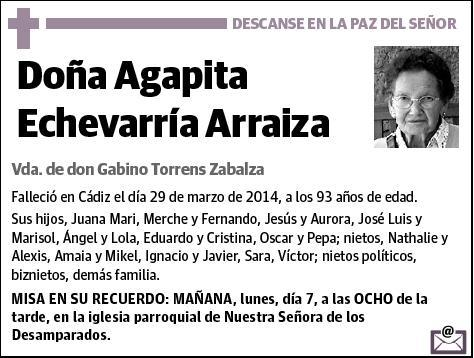 ECHEVARRIA ARRAIZA,AGAPITA